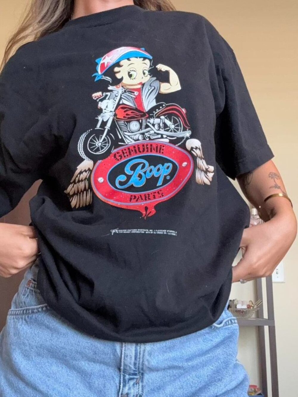 Vintage 90's Betty Boop Motorcycles 1998 double sided graphic tshirt